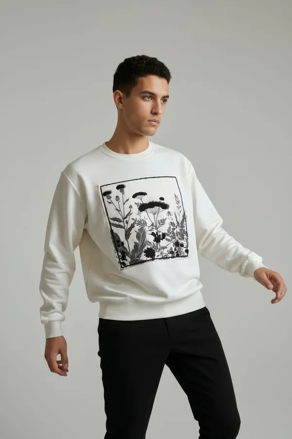 White_Cotton_And_Polyester_Floral_Print_Sweatshirt_for_Men