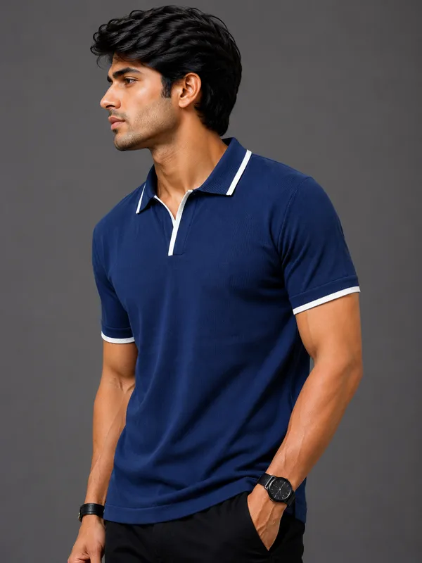 Navy_Blue_Polo_T-Shirt_With_White_Tipping_For_Men