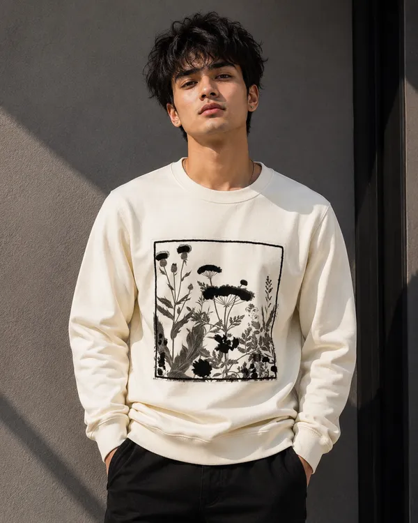 White_Cotton_And_Polyester_Floral_Print_Sweatshirt_for_Men