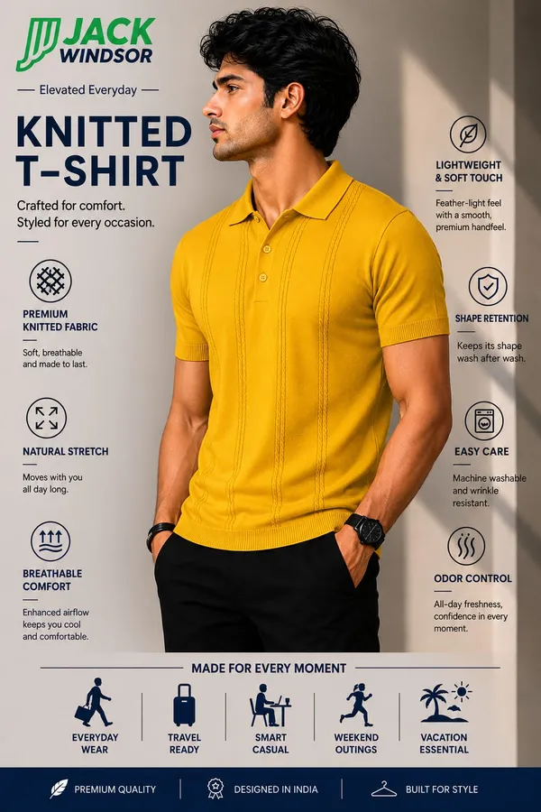 White_And_Yellow_Knitted_Polo_Collar_Short_Sleeve_Sweater_for_Men_|_Pack_Of_2