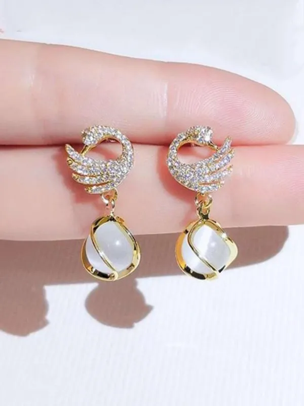 White_Earrings_Alloy_For_Women