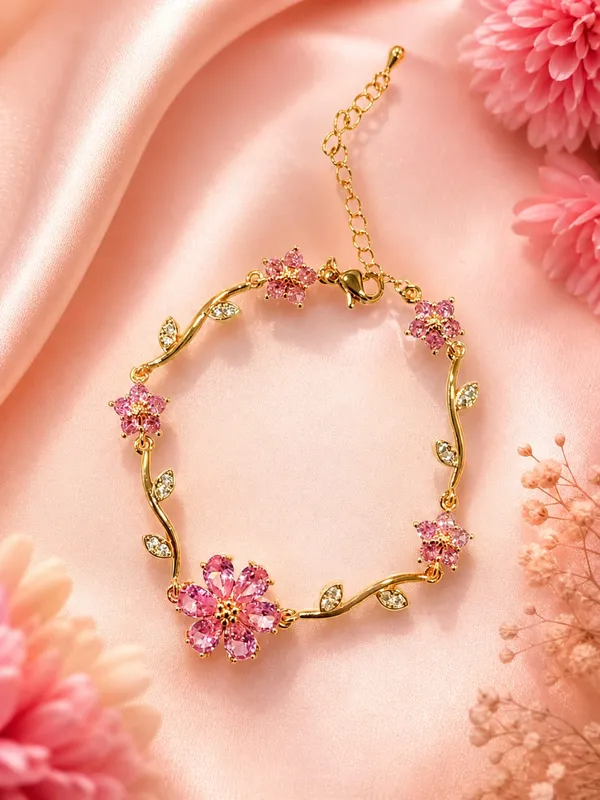 Blossom_in_Elegance:_Pink_Floral_Gold_Tulip_Bracelet