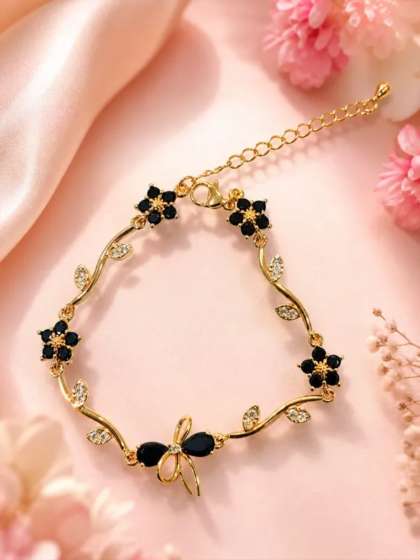 Midnight_Bloom:_Black_Floral_Gold_Tulip_Bracelet