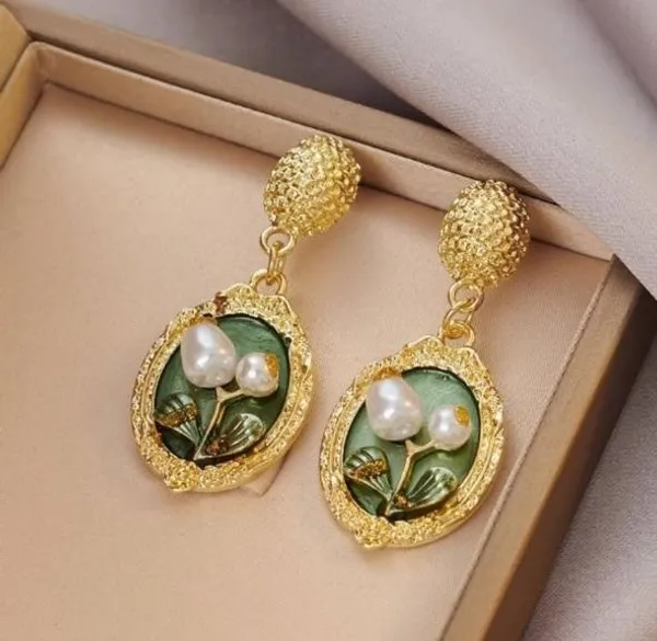 Green_Earrings_Alloy_For_Women