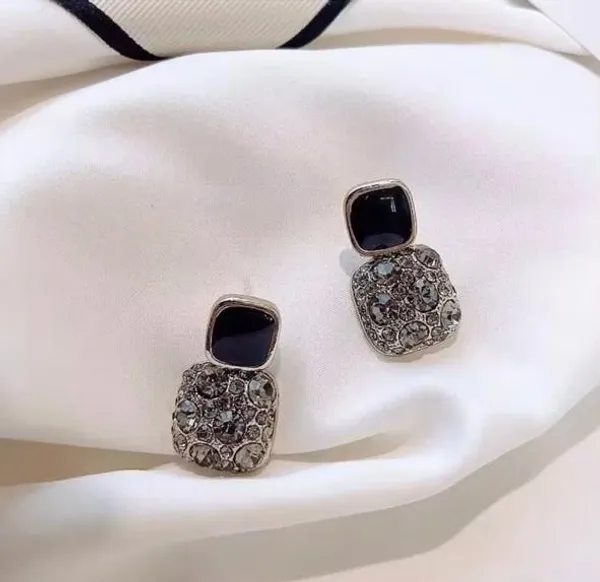 Black_And_Grey_Earrings_Alloy_For_Women