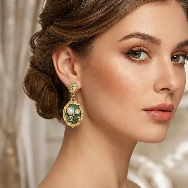 Green_Earrings_Alloy_For_Women