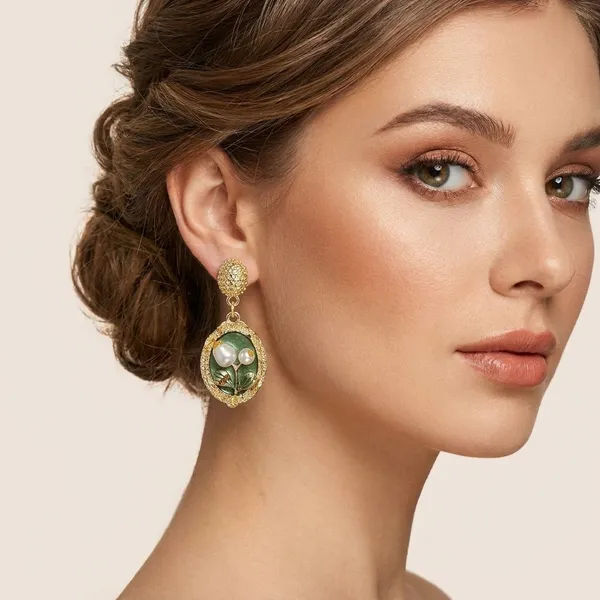 Green_Earrings_Alloy_For_Women