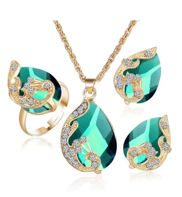 Blue_And_White_Jewelry_Set_Alloy_For_Women