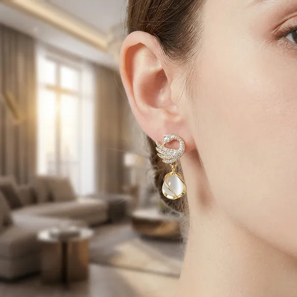 White_Earrings_Alloy_For_Women