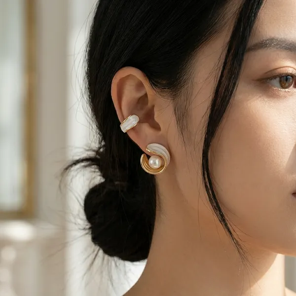 Gold_And_Offwhite_Earrings_Alloy_For_Women