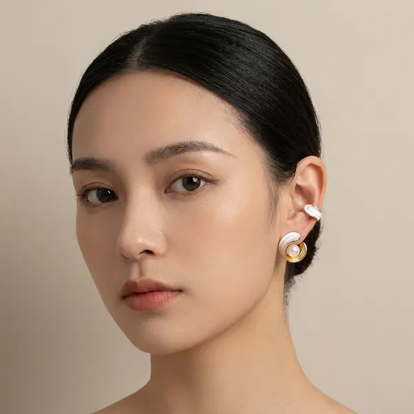 Gold_And_Offwhite_Earrings_Alloy_For_Women