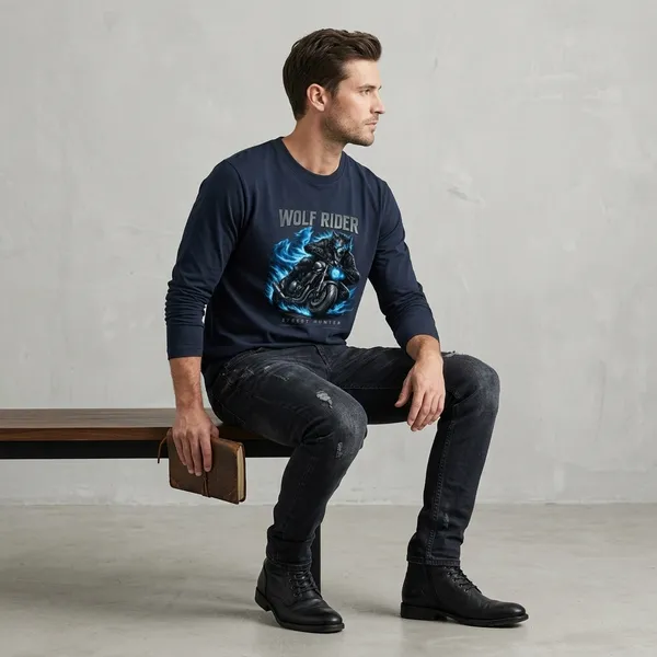 Navyblue_Cotton_Premium_Full_Sleeve_T_Shirt_For_Men