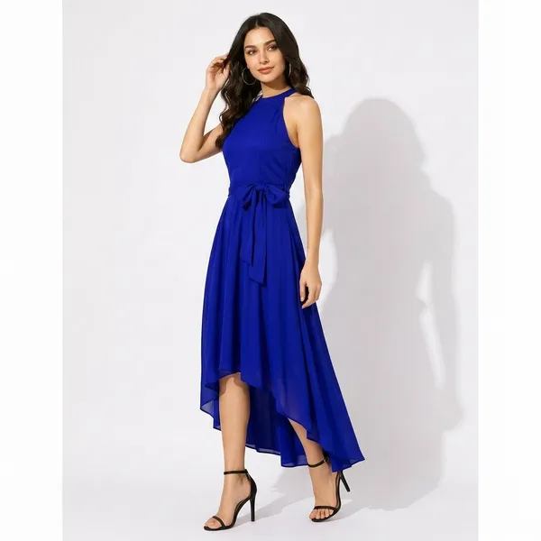 Royalblue_Cotton_Premium_Halter_Neck_Dress_For_Women