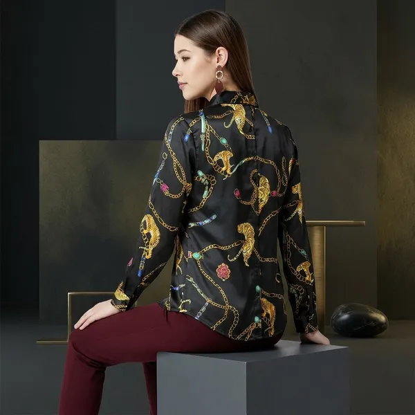 Black-Gold_Cotton_Premium_Printed_Satin_Shirt_For_Women