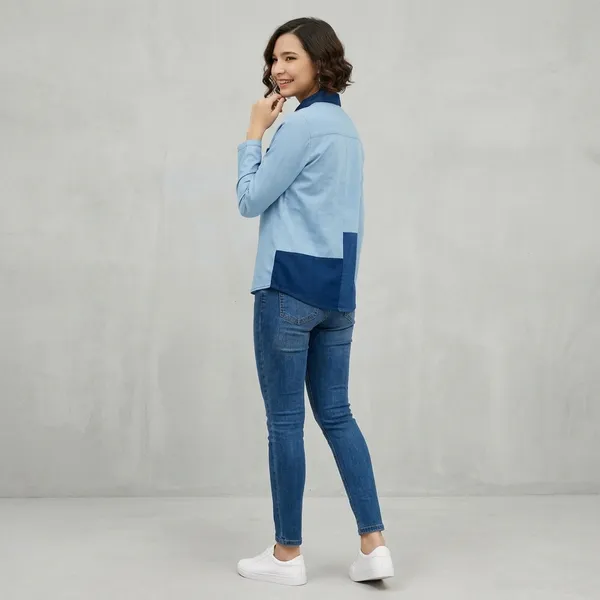Blue_Cotton_Premium_Patch_Work_Shirt_For_Women
