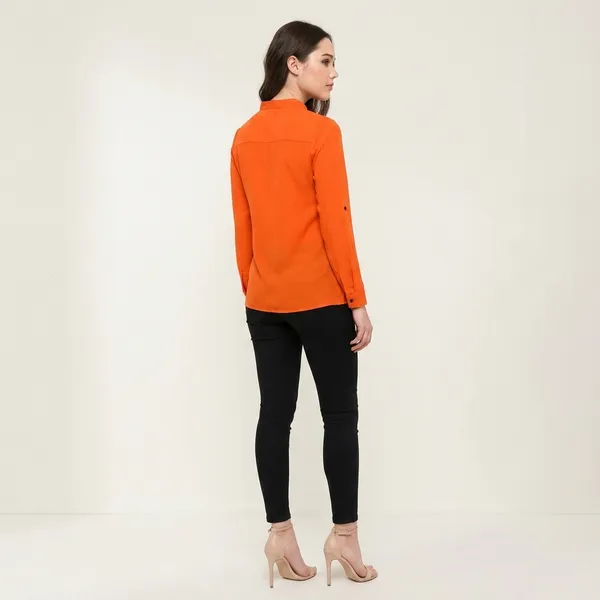 Orange_Cotton_Premium_Regular_Top_For_Women
