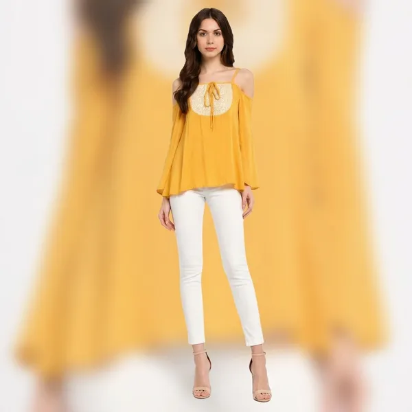 Mustardyellow_Cotton_Premium_Cold_Shoulder_Top_For_Women