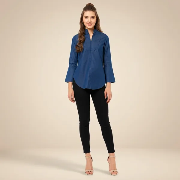 Bluedenim_Cotton_Premium_Bell_Sleeve_Denim_Top_For_Women