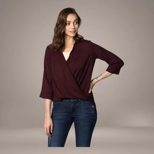 Maroon_Cotton_Premium_Top_For_Women