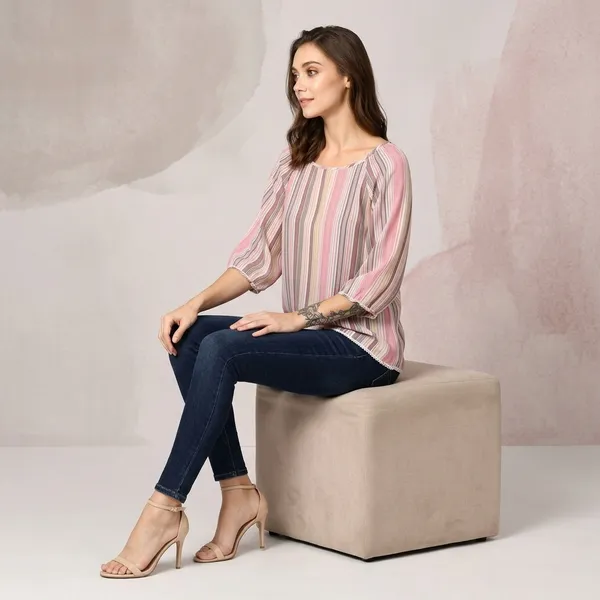Pink_Cotton_Premium_Striped_Top_For_Women