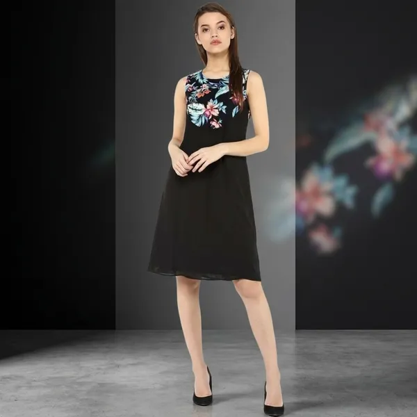 Black-Multicolor_Cotton_Premium_Above_Knee_Dress_For_Women