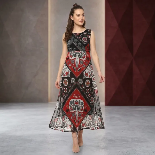 Red-Black_Cotton_Premium_Printed_Dress_For_Women