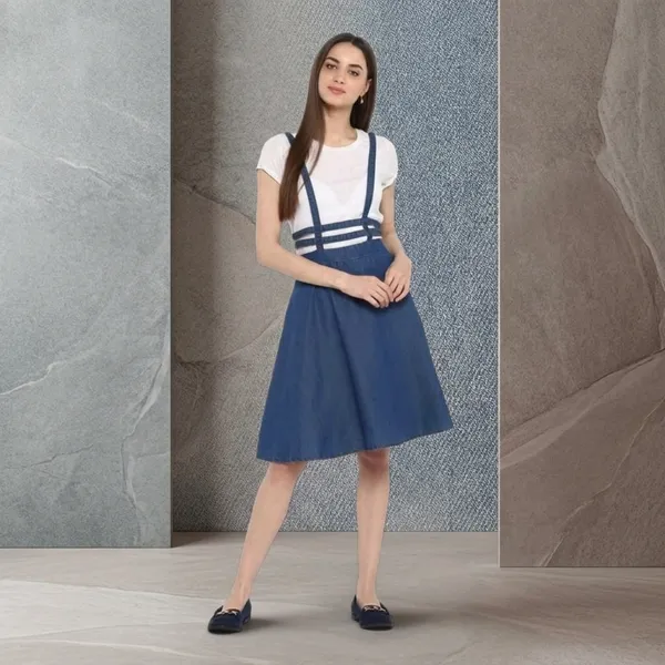 Blue_Cotton_Premium_Below_Knee_Dress_For_Women