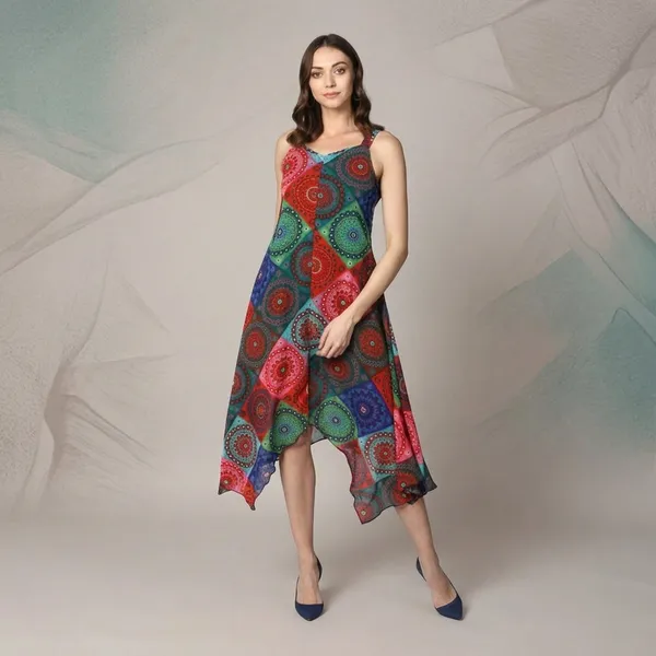 Multicolor_Cotton_Premium_Asymmetrical_Knee_Length_Dress_For_Women
