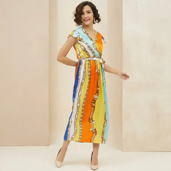 Multicolor_Cotton_Premium_Chain_Print_Dress_For_Women