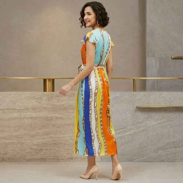 Multicolor_Cotton_Premium_Chain_Print_Dress_For_Women