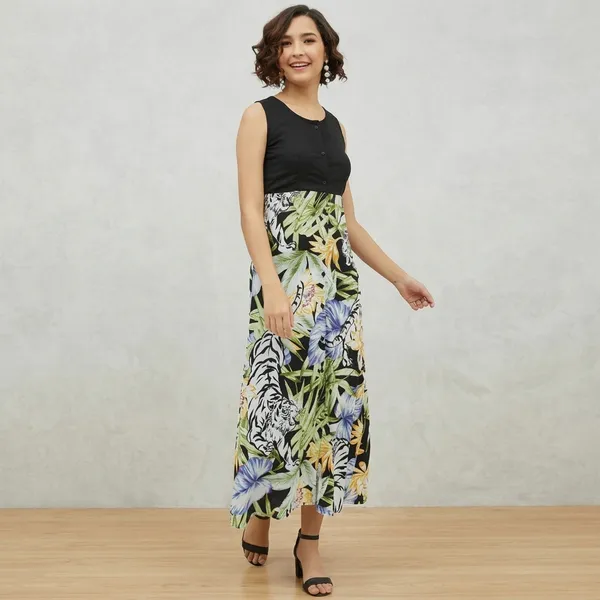 Multicolor_Cotton_Premium_Calf_Length_Dress_For_Women