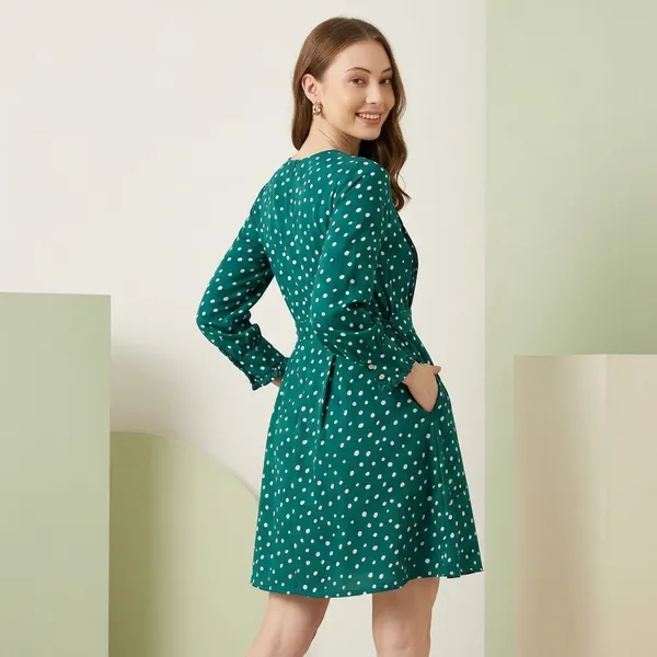 Green-White_Cotton_Premium_Above_Knee_Dress_For_Women