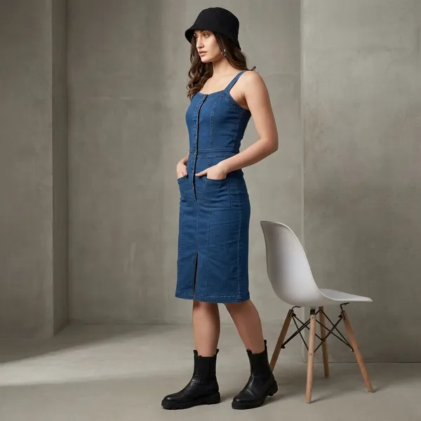 Blue_Cotton_Premium_Shoulder_Strap_Dress_For_Women