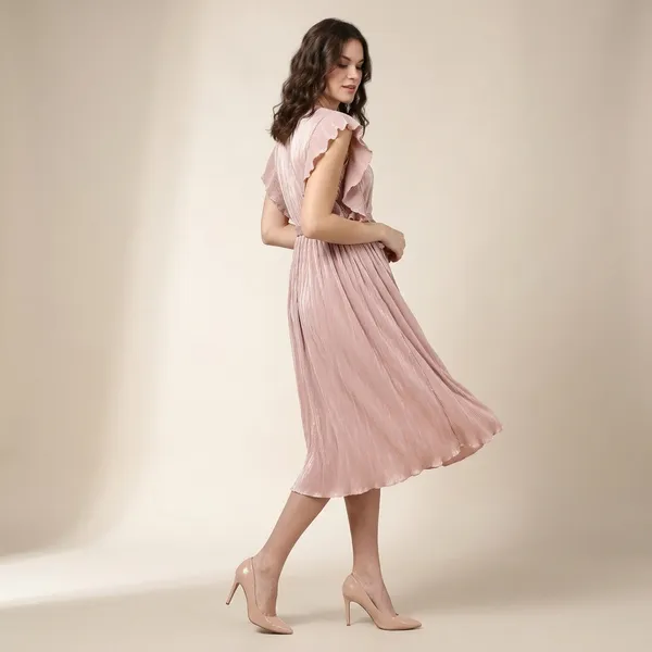 Champagnegold_Cotton_Premium_Pleated_Dress_For_Women