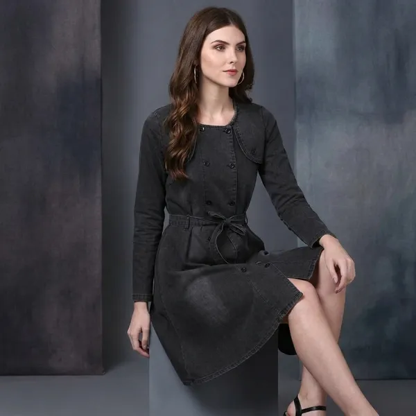 Black_Cotton_Premium_Denim_Dress_For_Women