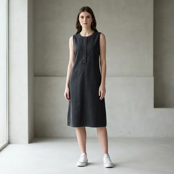 Black_Cotton_Premium_Sleeveless_Dress_For_Women