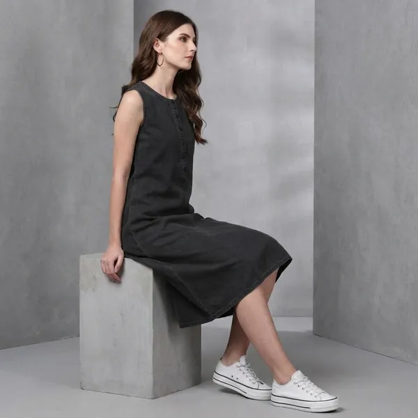 Black_Cotton_Premium_Sleeveless_Dress_For_Women