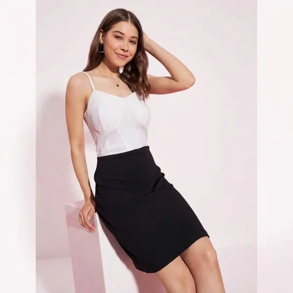 White-Black_Cotton_Premium_Shoulder_Strap_Dress_For_Women