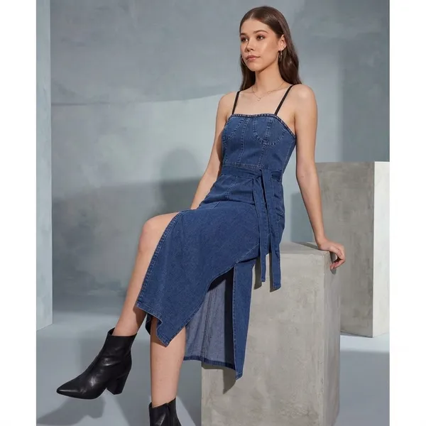 Blue_Cotton_Premium_Shoulder_Strap_Dress_For_Women