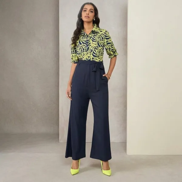 Navy-Yellow_Cotton_Premium_Floral_Jumpsuit_For_Women