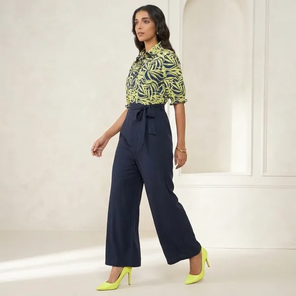 Navy-Yellow_Cotton_Premium_Floral_Jumpsuit_For_Women