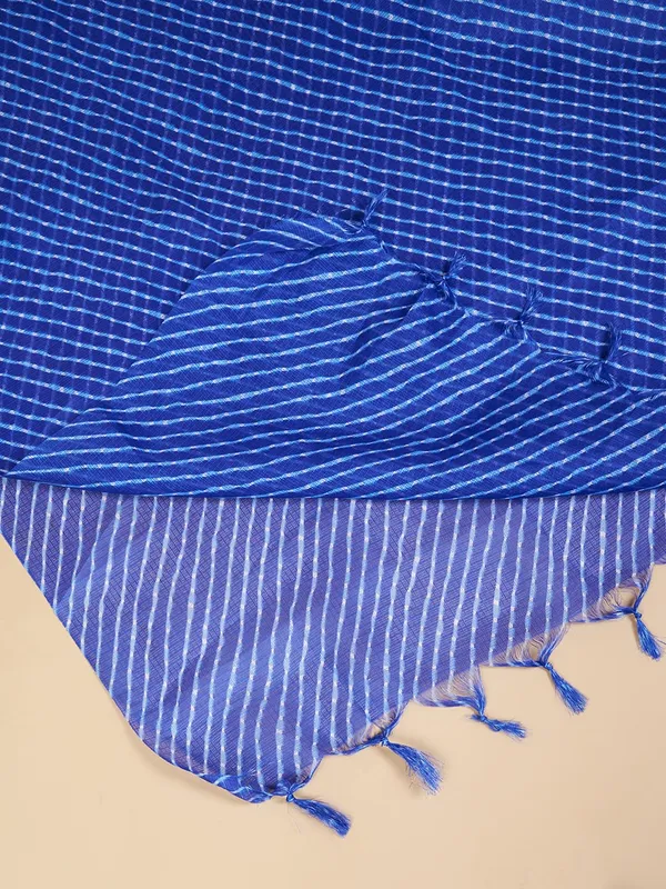 Blue_And_White_Poly_Kota_Checks_Fancy_Dupatta_For_Women