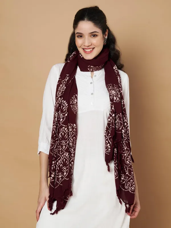 Maroon_Viscose_Rayon_Fancy_Dupatta_For_Women