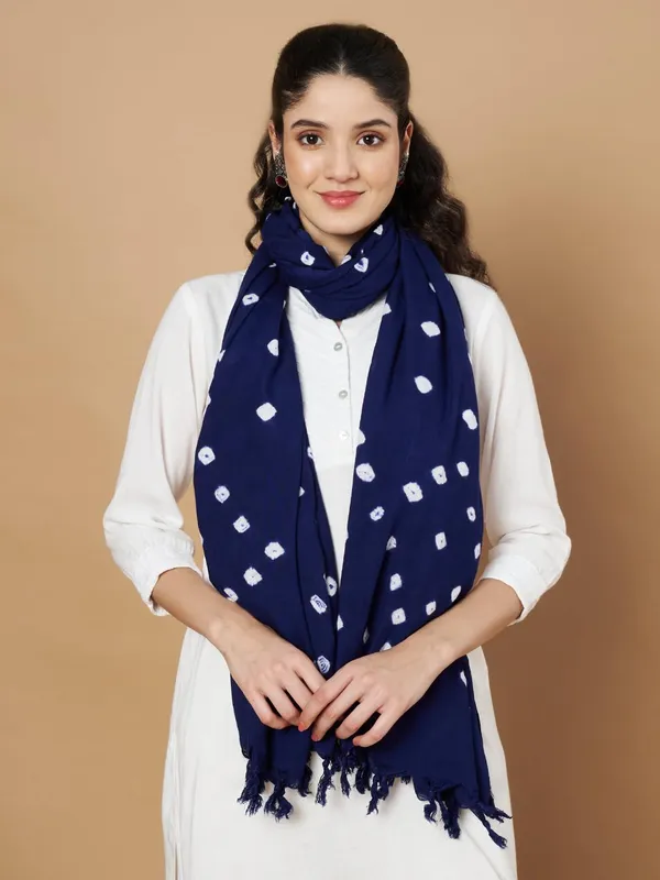 Navy_Blue_And_White_Viscose_Rayon_Fancy_Dupatta_For_Women
