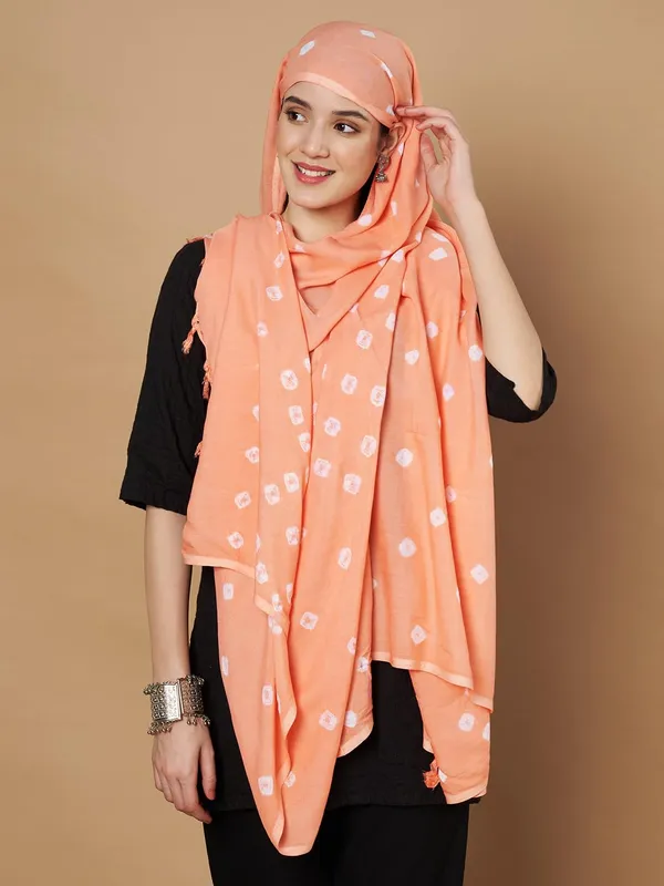 Peach_Viscose_Rayon_Fancy_Dupatta_For_Women
