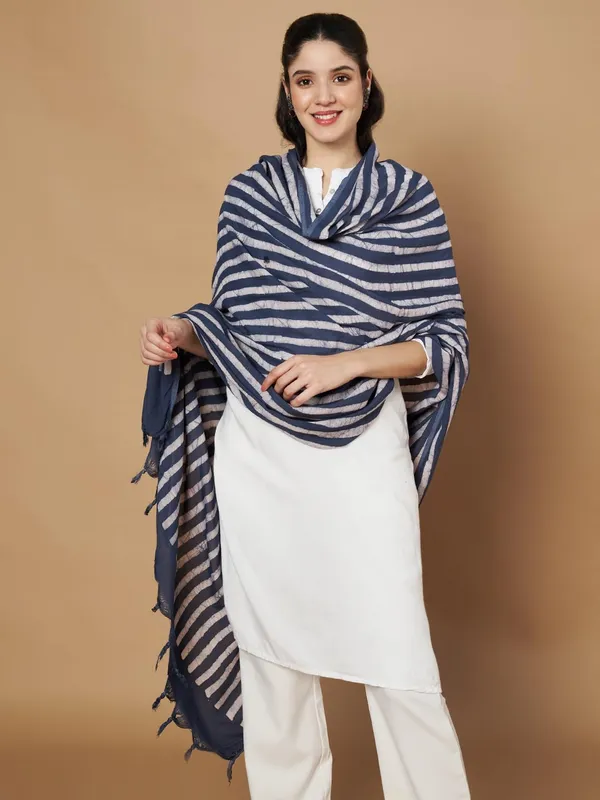 Navy_Blue_And_White_Viscose_Rayon_Fancy_Dupatta_For_Women
