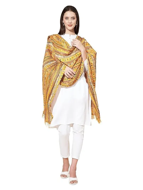 Yellow_Polyster_Fancy_Dupatta_For_Women