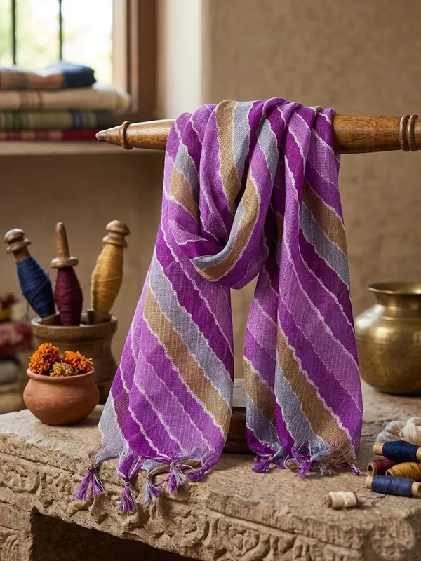 Purple_Poly_Kota_Checks_Fancy_Dupatta_For_Women