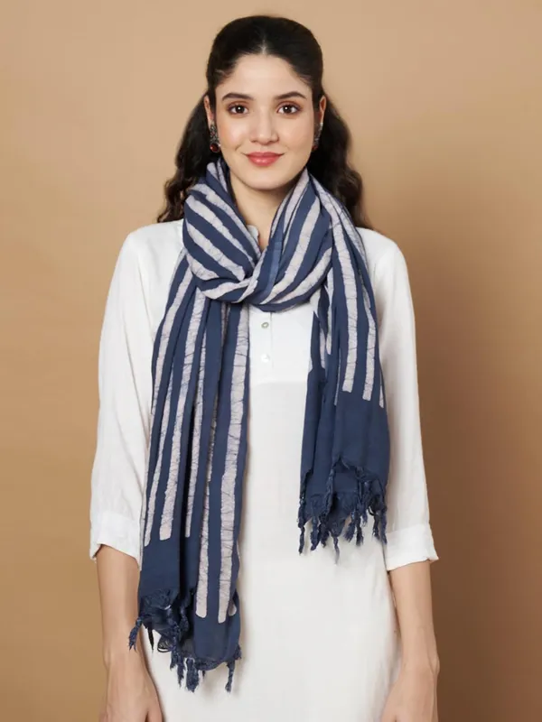 Navy_Blue_And_White_Viscose_Rayon_Fancy_Dupatta_For_Women