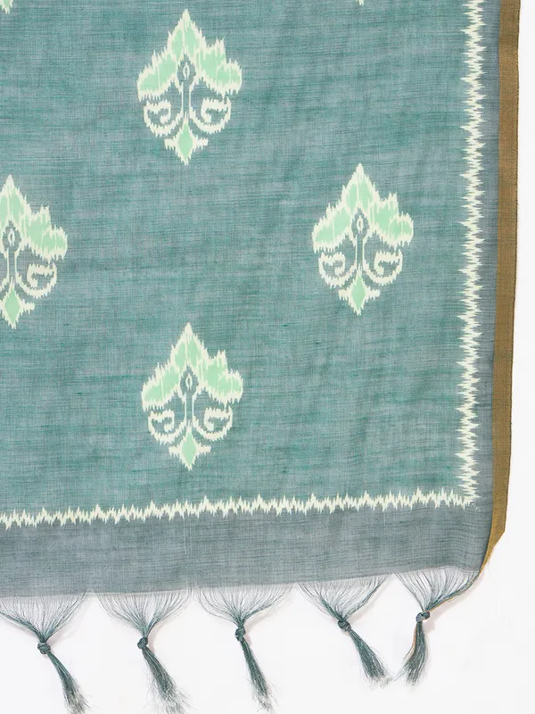 Green_And_Gold_Poly_Linen_Fancy_Dupatta_For_Women